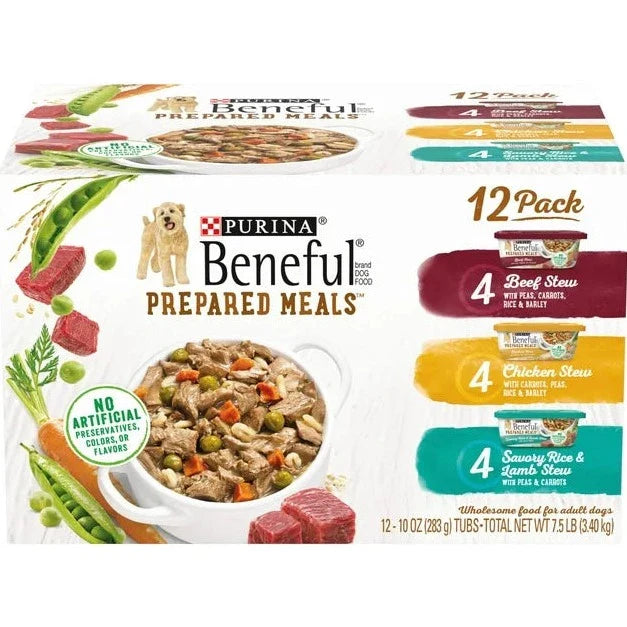 (12 Pack) Purina Beneful High Protein, Wet Dog Food With Gravy Variety Pack, Prepared