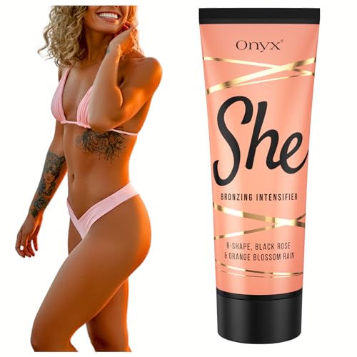 Onyx She Tanning Lotion for Tanning Beds - Indoor Tanning Bed Lotion with Bronzer and Accelerator - Tan Intensifier and Bronzer for Fair Skin - Moisturizing Indoor Tanning Lotion for Women