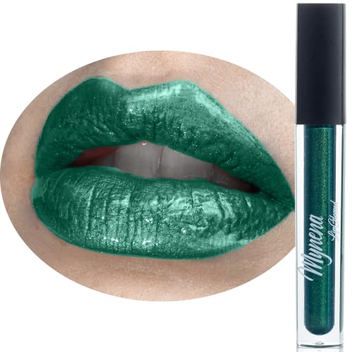 Mynena Metallic Green Shimmer Lip Gloss Topper Paraben-Free Talc-Free Gluten-Free - Jade
