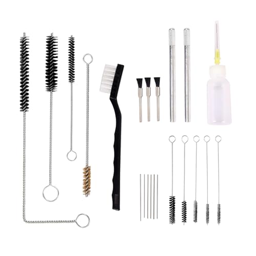 17pcs Spray Gun Cleaning Kit Mini Brushes & Needles Metal Tube Cleaning Brush Nylon Brushes for Clean Airbrush Nozzles,Tattoo Equipment (21pcs) (22pcs)