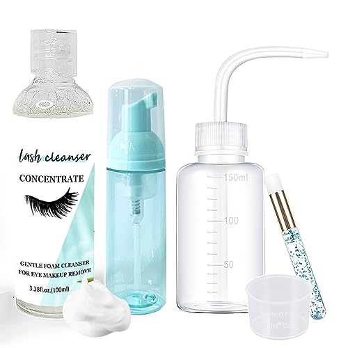 AREMOD Lash Shampoo Concentrate, 100ml Eyelash Extension Cleanser Concentrate Foam Lash Cleaner Kits with Lash Brush for Home Salon Extension-Makes 30 Bottles 60ml Lash Shampoo