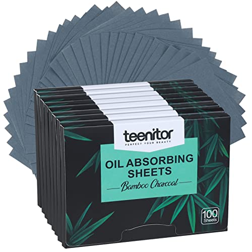 Teenitor Oil Blotting Sheets for Face,Oil Absorbing Facial Blotting Sheets For Oily Skin, 800 Count, Natural Bamboo Charcoal Face Blotting Paper, 3 7/8" and 2.75