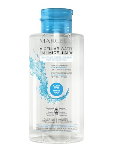 Marcelle Micellar Water, Dry Skin, Makeup Remover, Hyaluronic Acid, Sensitive Skin and Eyes, Oil-Free, Alcohol-Free, Fragrance-Free, Hypoallergenic, Cruelty-Free, 13.5 Fl. Oz.