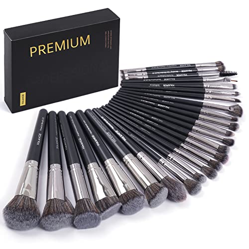 Makeup Brushes, 25pcs Makeup Brush Set Premium Synthetic Concealer Blush Foundation Eyeshadow Brush Professional Make up Brushes with Gift Box(Black)