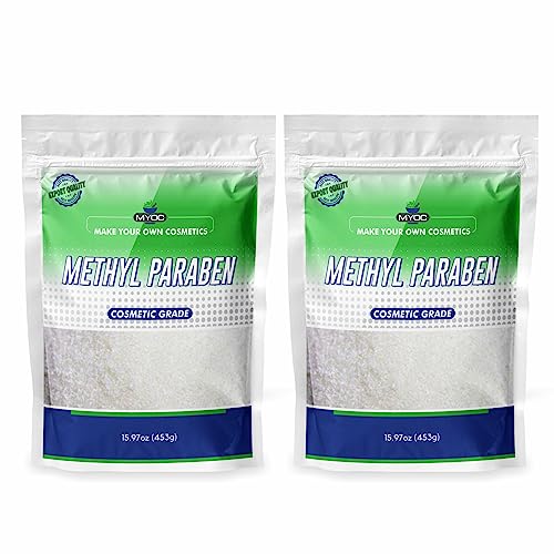 MYOC Methyl Paraben White Solid Powder Cosmetic Grade Raw Material Preservative for DIY Cosmetic Soaps, Shampoos, Conditioner & Hair Serums Improves Shelf Life -453 gm(Pack of 2)