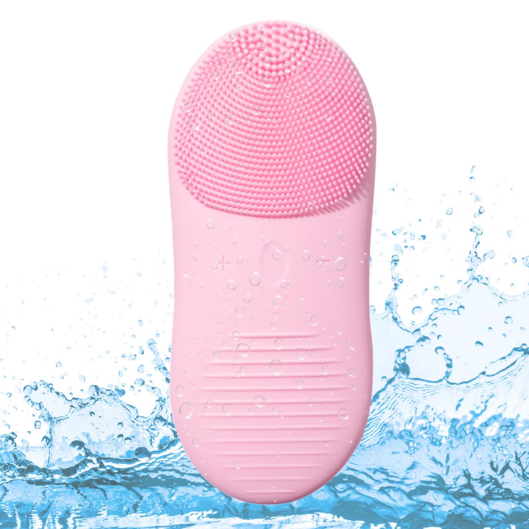PRAIMY Peony Silicone Face Cleansing Brush, Gentle Exfoliating Scrubber and Massager, Skin Care Tool for Reducing Blackheads, Makeup Remover, Deep Pore Cleaner for Normal and Sensitive Skin, Pink