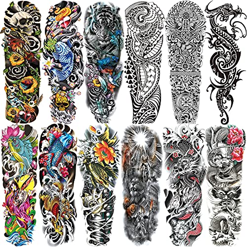 Aresvns Temporary Tattoo for Men and Women (L19“xW7”), Christmas Full Arm Fake Tattoos,Waterproof Realistic Sleeve Tattoos Long lasting