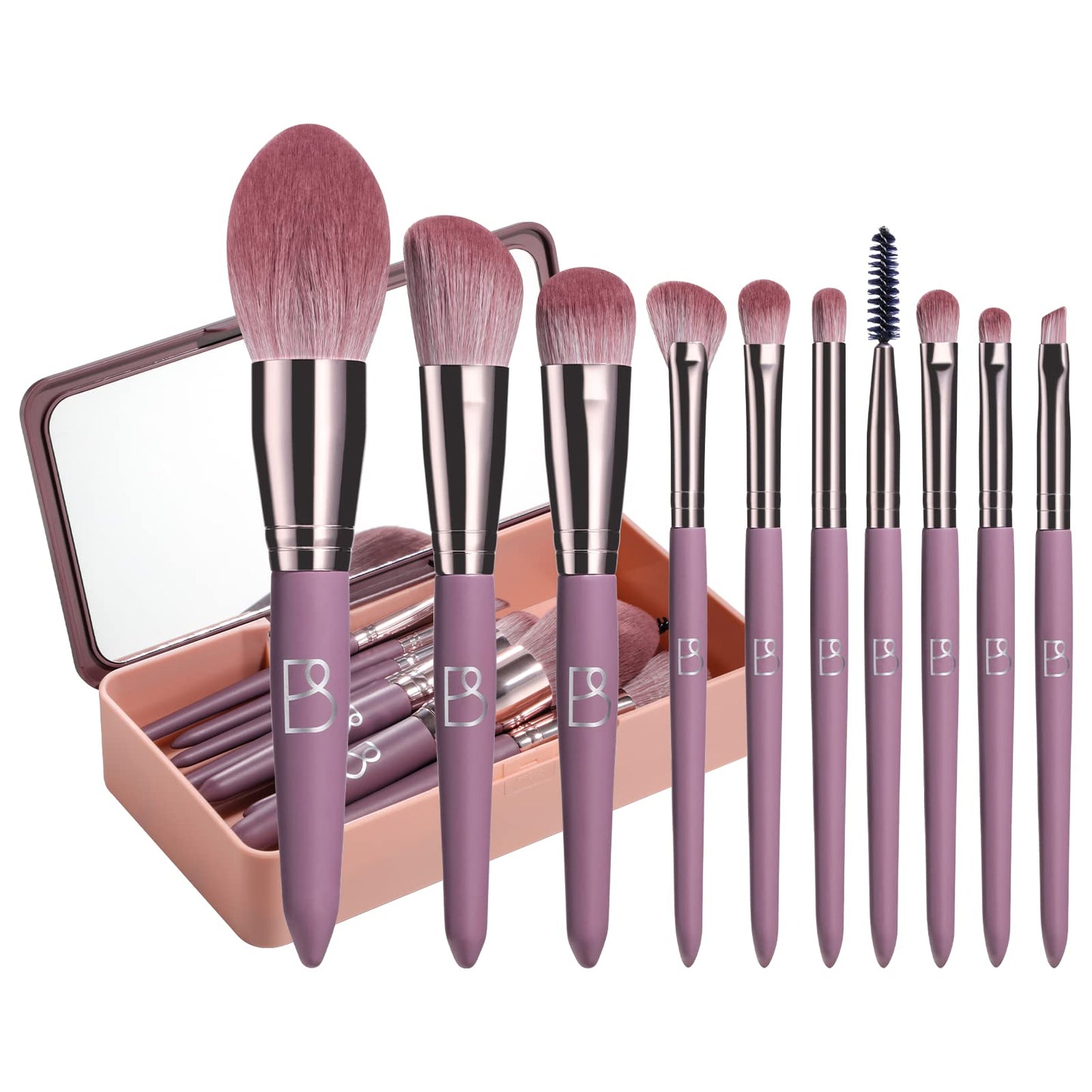 BS-MALL Makeup Brushes Premium Synthetic Foundation Powder Concealers Eye Shadows Makeup 10 Pcs Brush Set, With Makeup Brush Cleaner Mat Case