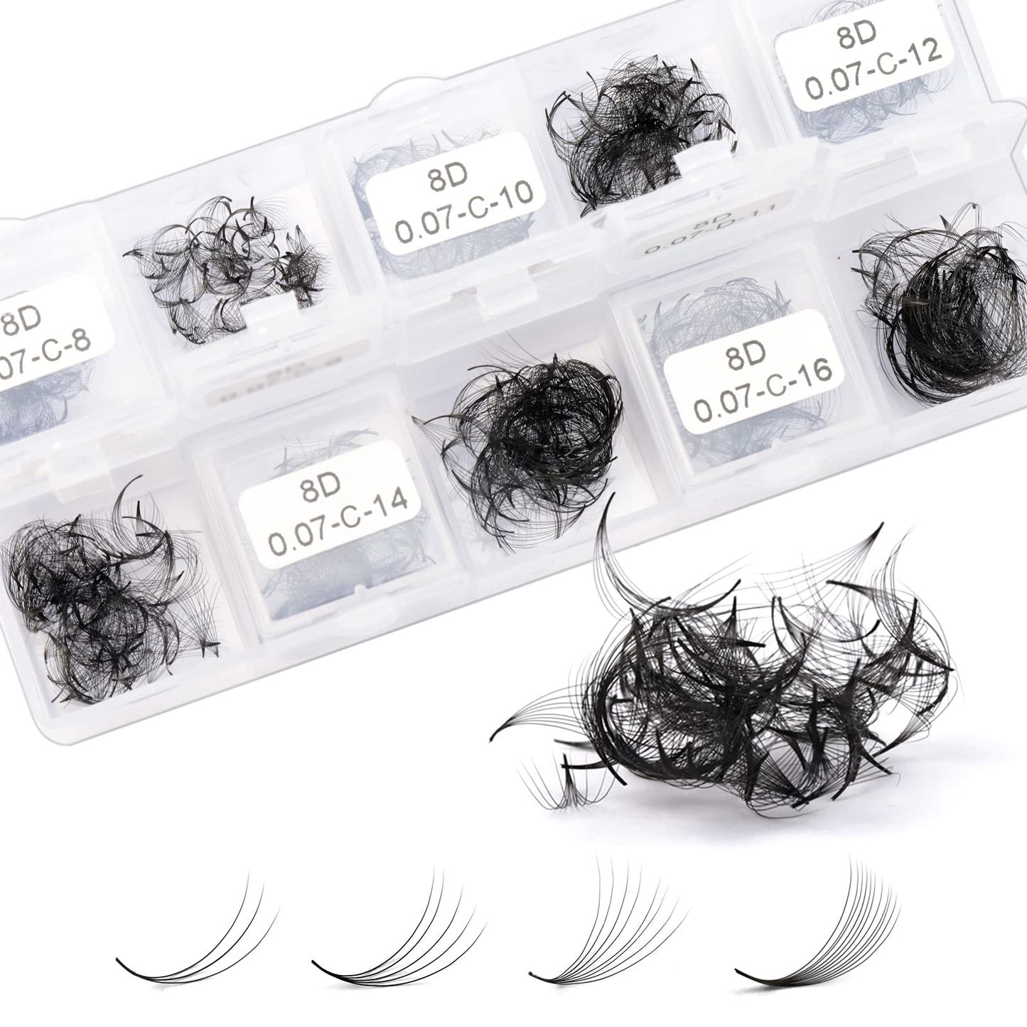 1000 Pcs Premade Fans Eyelash Extensions 3D - 8D 8-15mm Mixed 10 Length Premade Lash Fans Promade Fans Thin Base Pre Made Fans Lash Extensions Loose Fans Promades Eyelash Fans (8D 0.07 C 8-15 Mix)