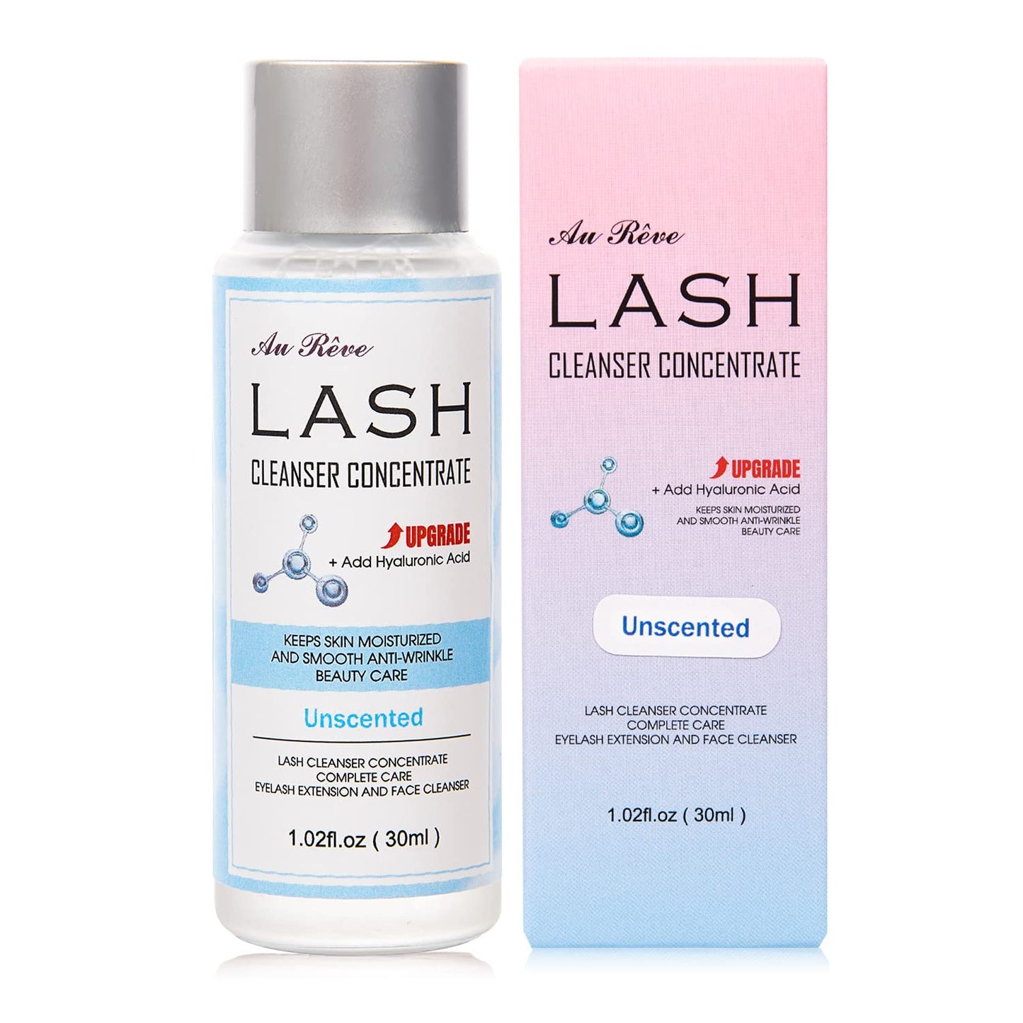 AuReve Lash Shampoo Concentrate 30ml Lash Cleanser Concentrate Add Hyaluronic Acid Oil-Free Lash Extension Shampoo Perfect for Salon,Unscented