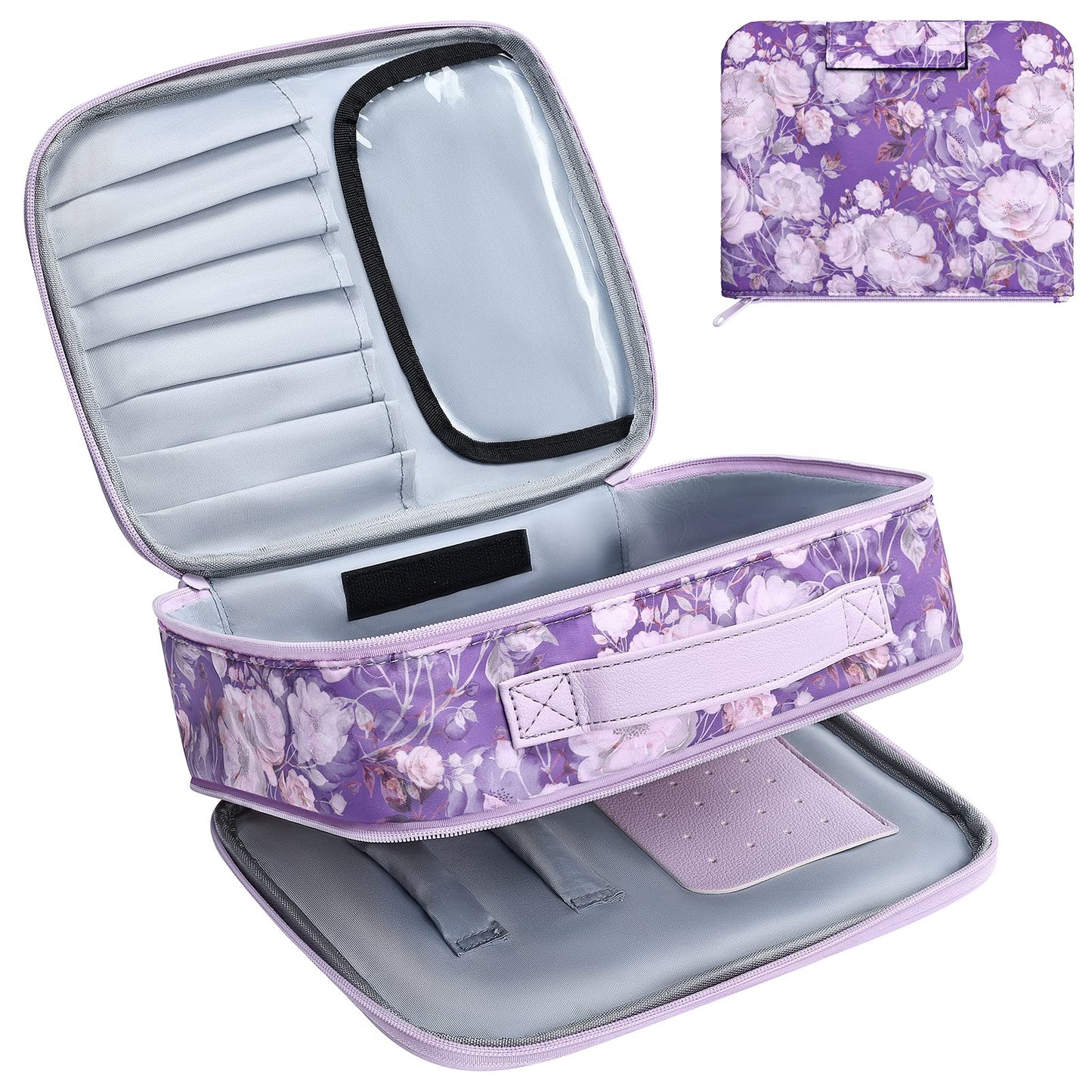 DIMJ Makeup Bag, 2 in 1 Jewelry Makeup Bag Double Layer Makeup Organizer for Women Girls, Large Capacity Waterproof Make Up Bag for Cosmetics Brushes Jewelry Toiletry. (Purple)