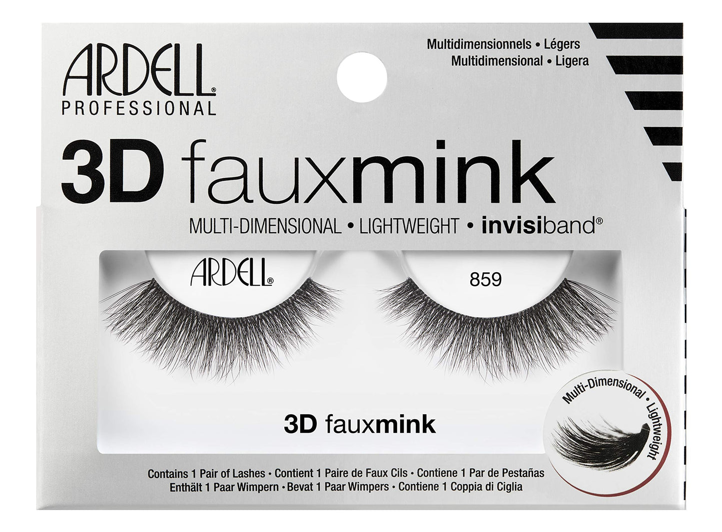 Ardell False Eyelashes 3D Faux Mink 859, 4 pairs