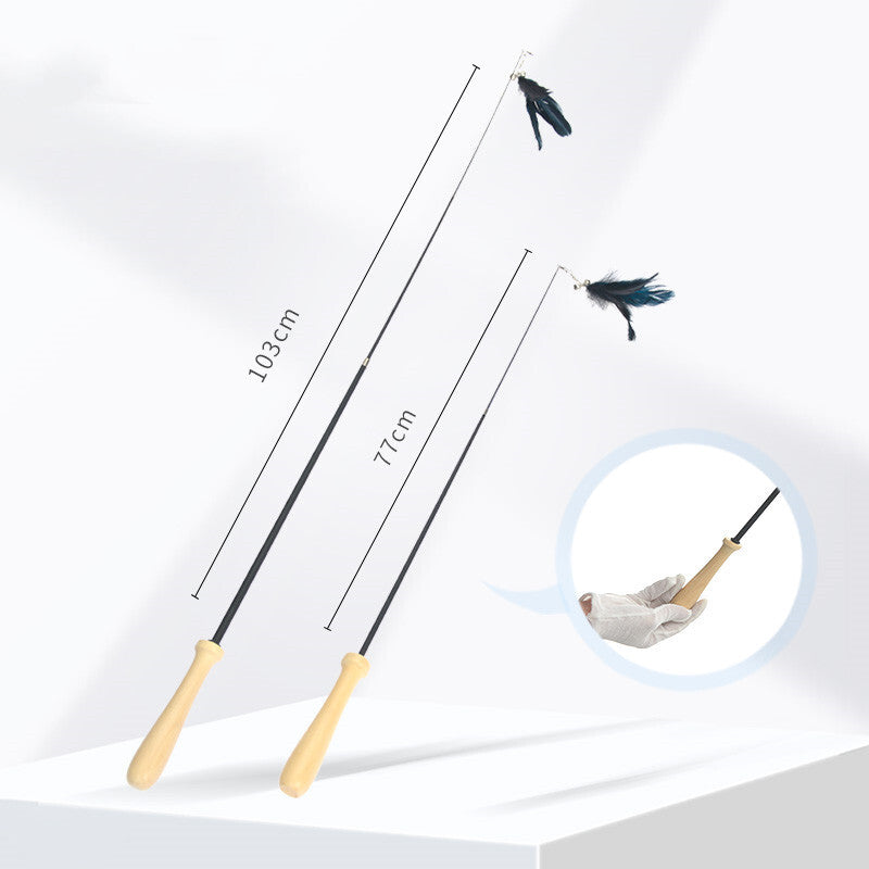 YES4PETS 2 X Pet Cat Toys Retractable Feathers Teaser Cat Stick Interactive Play