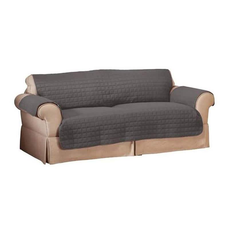 Quilted Pet Protector Furniture Slip Covers Home Essentials Love Seat Gray - DailySale
