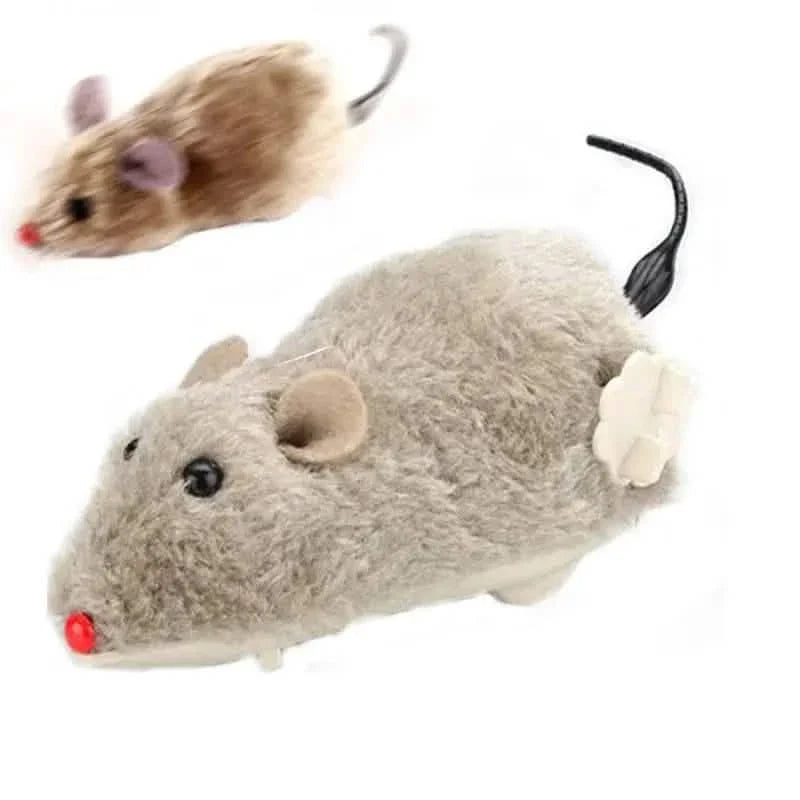 2-Pack: Wind Up Interactive Plush Mouse Toy