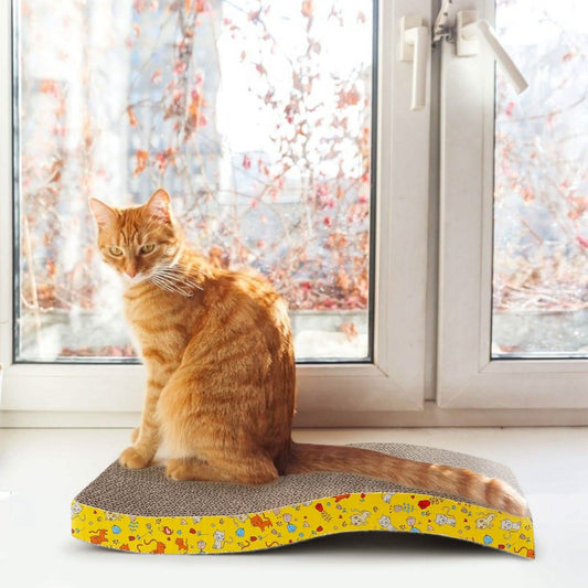 2-Piece: Cardboard S-shaped Curve Cat Scratching Pad