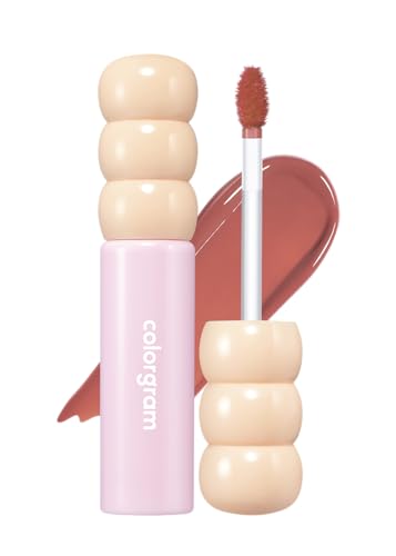 COLORGRAM Fruity Glass Tint 05 Soft Persimmon | Glossy Dewy Lip Gloss, Highly Pigmented Subtle Coral Beige Shade with Glowing effect, Buildable & Blendable 0.11 Oz.