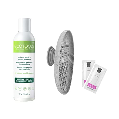 EcoTools Professional Makeup Cleaner Set for Makeup Brushes, Brush and Makeup Beauty Sponge Cleansing Shampoo + Real Techniques Textured Makeup Brush Cleaner Mat with Cleansing Gel, Hypoallergenic, Re