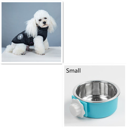 Waterproof Winter Pet Coat Harness With Insulated Bowl