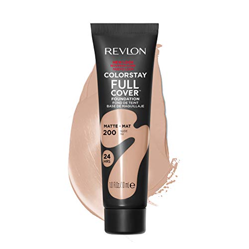 Revlon Liquid Foundation, ColorStay Face Makeup for Normal and Dry Skin, Longwear Full Coverage with Matte Finish, Oil Free, 200 Nude, 1.0 Oz
