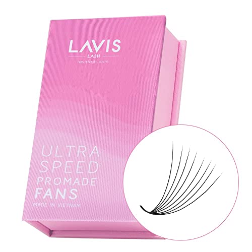 LAVISLASH 500 Ultraspeed Promade Fans Handmade Volume Eyelashes | Ultra Speed Eyelash Extension | 3D To 16D Fans | 0.03/0.05/0.07mm Thickness | C/CC/D Curl | 8-16mm Length(10D-0.05-CC-14mm)