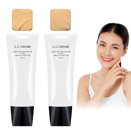 Cc Cream Skin Tone Adjusting CC Cream SPF 50, All-In-One Face Sunscreen and Foundation, Colour Correcting Self Adjusting Soft Moisturizing Skin Tone Gel Invisible Pore Light Oil-Free (Ivory-Natural)
