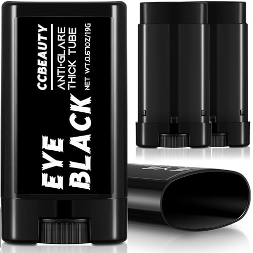 CCBeauty 2Packs Eye Black Baseball Bulk, Drip Stick EyeBlack Softball, Cream Black Face Body Paint for Foodball Lacrosse, Skeleton Sugared Skulls Clown Makeup for Halloween Cosplay Costume Party