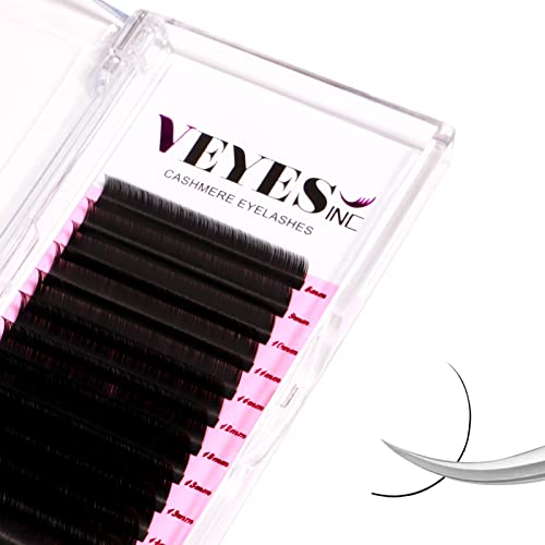 VEYES INC Cashmere Volume Lash Extensions C CC D DD LD L B J M Curl 0.03-0.20 thickness, Super Matte Black Individual Eyelashes Tray, Professional Supplies for Lash Techs (0.05 D 8-16mm)