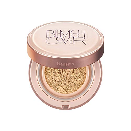 Hanskin Blemish Cover Conceal Cushion, Full Coverage Semi Matte Cushion Foundation Case SPF 50 +, Lightweight Flawless Corrects Redness [No. 21 Cream/Semi Matte / 0.38 oz x 2 Refills]