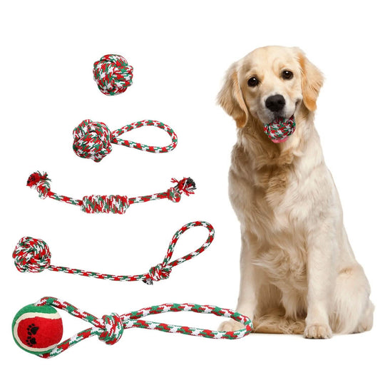 5-Pieces: Christmas Dog Rope Chew Toys