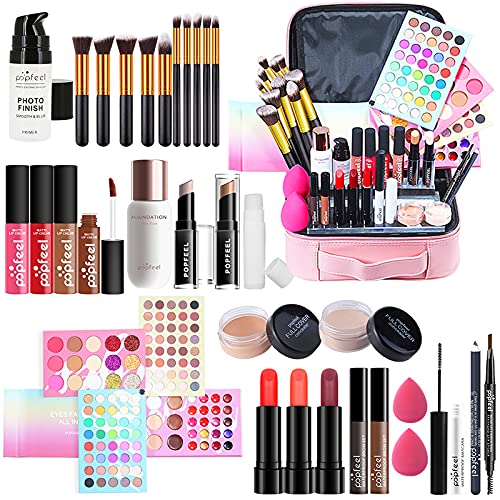 Joyeee All-in-One Makeup Gift Set Carry All Makeup Kit for Women Full Kit With Makeup Case Lipgloss Lipstick Concealer Blush Foundation Face Powder Eyeshadow Palette Cosmetic Palette #1