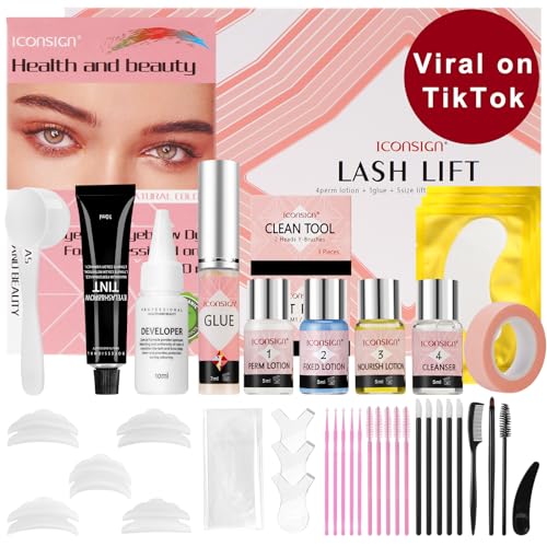 Lash Lift and Black Kit, Eyelash & Brow Perm Kit 3 IN 1 Quick Lifting & Voluminous Coloring, Professional Salon Eyelash Perm Kit with Complete Tools for Newbies & Pros, Lasts for 6-8 Weeks