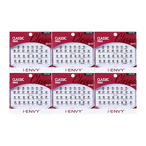 i-ENVY by KISS Trio Lash Classic Medium 30 Lashes (Pack of 6) Natural Style 3X Faster Easier Application