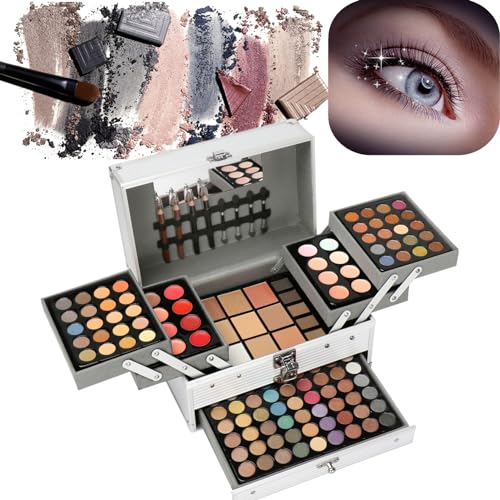 PhantomSky Professional 132 Colors All-in-one Makeup Palette Cosmetic Contouring Kit Combination with Eyeshadow, Cream Concealer, Eyebrow Powder, Lip Gloss Blusher and Pressed Powder