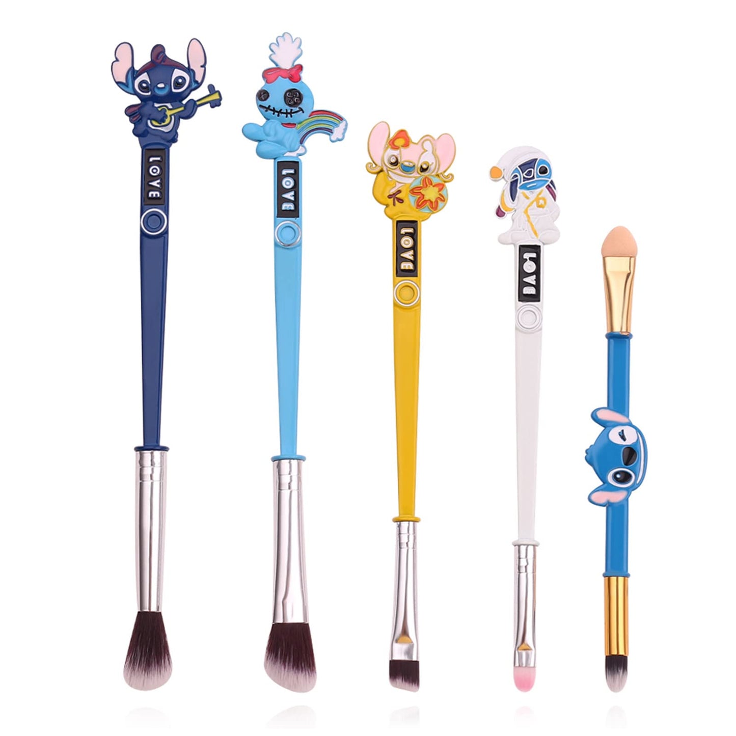 Interstellar Baby Makeup Brushes Set - 5pcs Anime Stitch Ohana Makeup Brush Kit for Women Teen Girls (Stitch makeup brushes 3) (4)