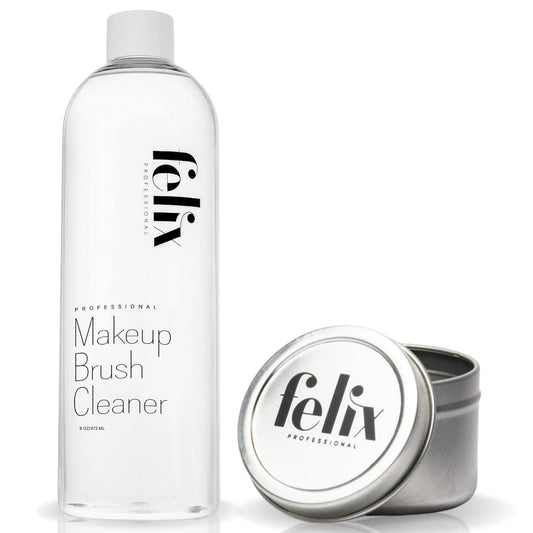 Felix Professional Makeup Brush Cleaner - Deep clean Rinse Free Quick Dry - Ideal for Cleaning and Odorizing Natural and Synthetic Make-up Brushes (8 Fl oz + Tin)