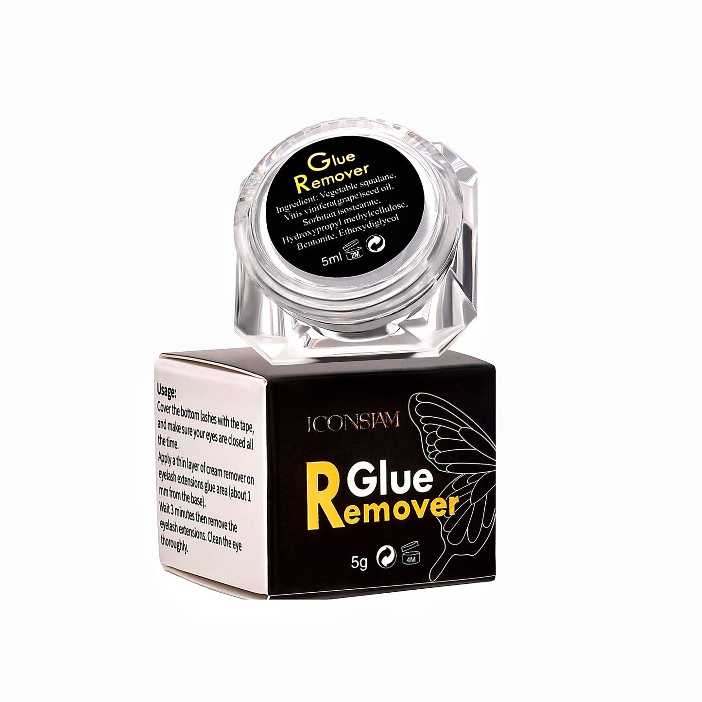 Liber Beauty Eyelash Extension Remover Cream, Gentle Lash Remover Cream, Eyelash Adhesive Remover, Low Irritation Cream for Sensitive Skin (Glue remover-cream(5g))