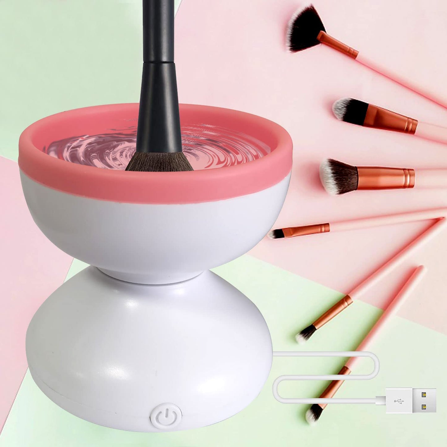 Makeup Brush Cleaner Machine, Portable Cosmetic Brush Cleaner Tools for All Size Beauty Makeup Brushes Set, Gifts Stocking Stuffers Mothers Day Gifts for Women Mom Wife
