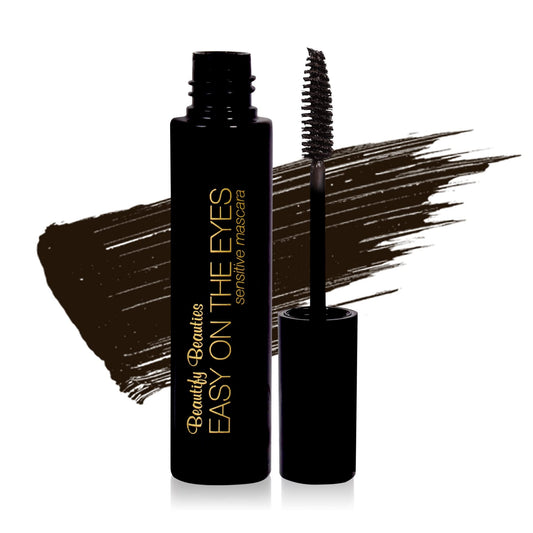 EASY ON THE EYES Sensitive Eye Mascara By Beautify Beauties - Hypoallergenic Mascara For Contact Lens Wearers – Non-irritating, Fragrance-free Mascara For Natural Looking Lashes- 0.35 oz (Black/Brown)