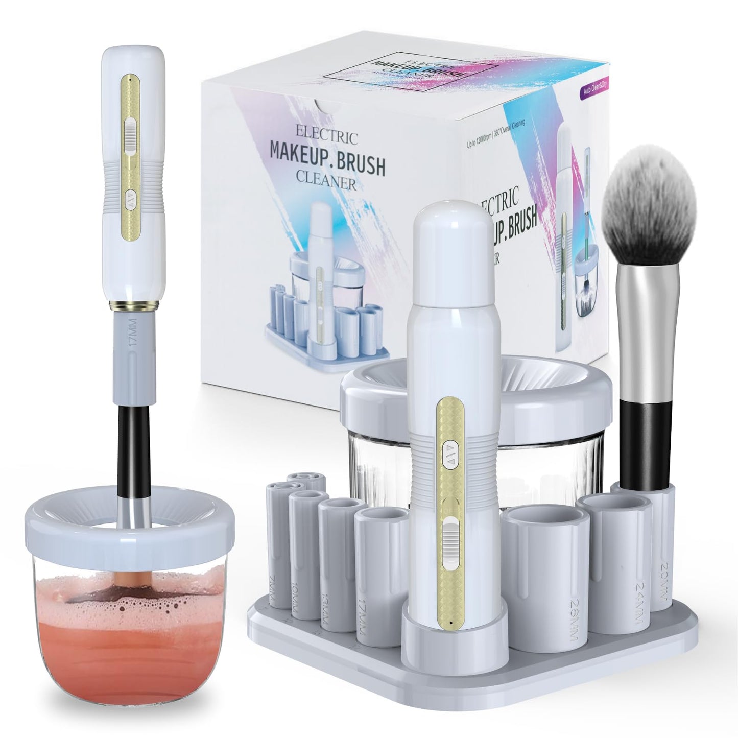 SpuotFan Makeup Brush Cleaner Machine with Drying, Super-Fast Electric Makeup Brush Cleaner for All Beauty Cosmetic Brushes,Spinning Automatic Makeup Brush Cleaner,Brush Cleaner Tool,USB Charging.