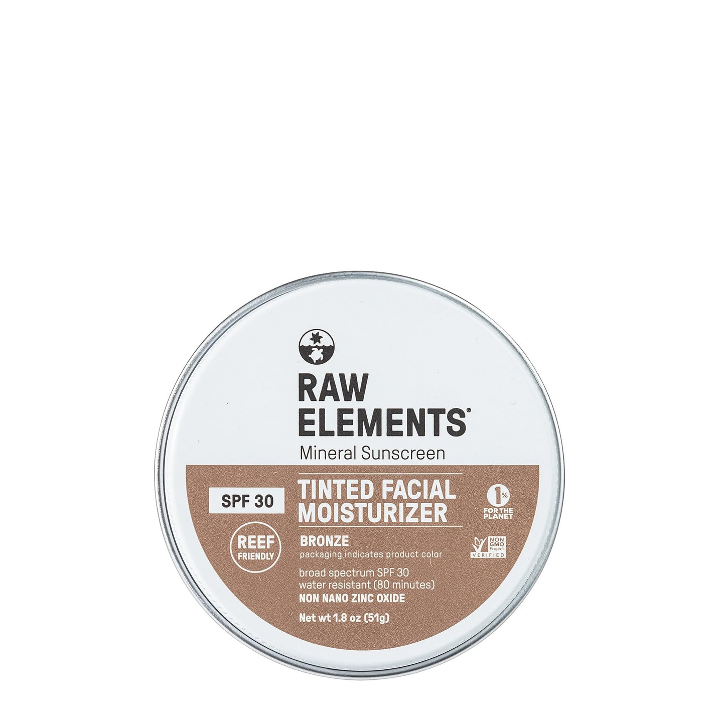 Raw Elements Tinted Tin SPF 30, Bronze, 1.8 oz (Pack of 1)