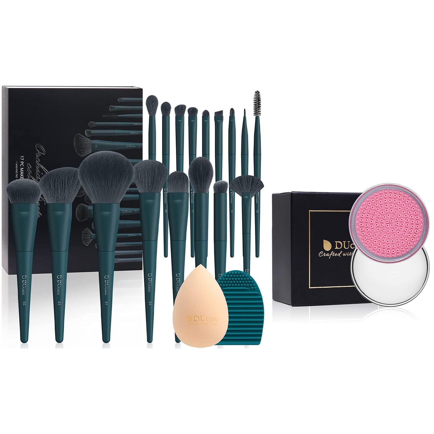 DUcare Makeup Brushes Set 17 Pcs with Brush Cleaning Mat and Makeup Sponge & Makeup Brush Cleaner