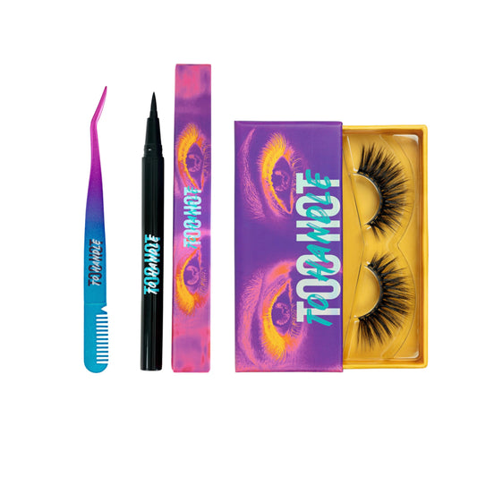 Too Hot To Handle Starter Kit - Too Vibrant | Long magnetic Faux Mink magnetic eyelashes + magnetic pen eyeliner + Tweezer