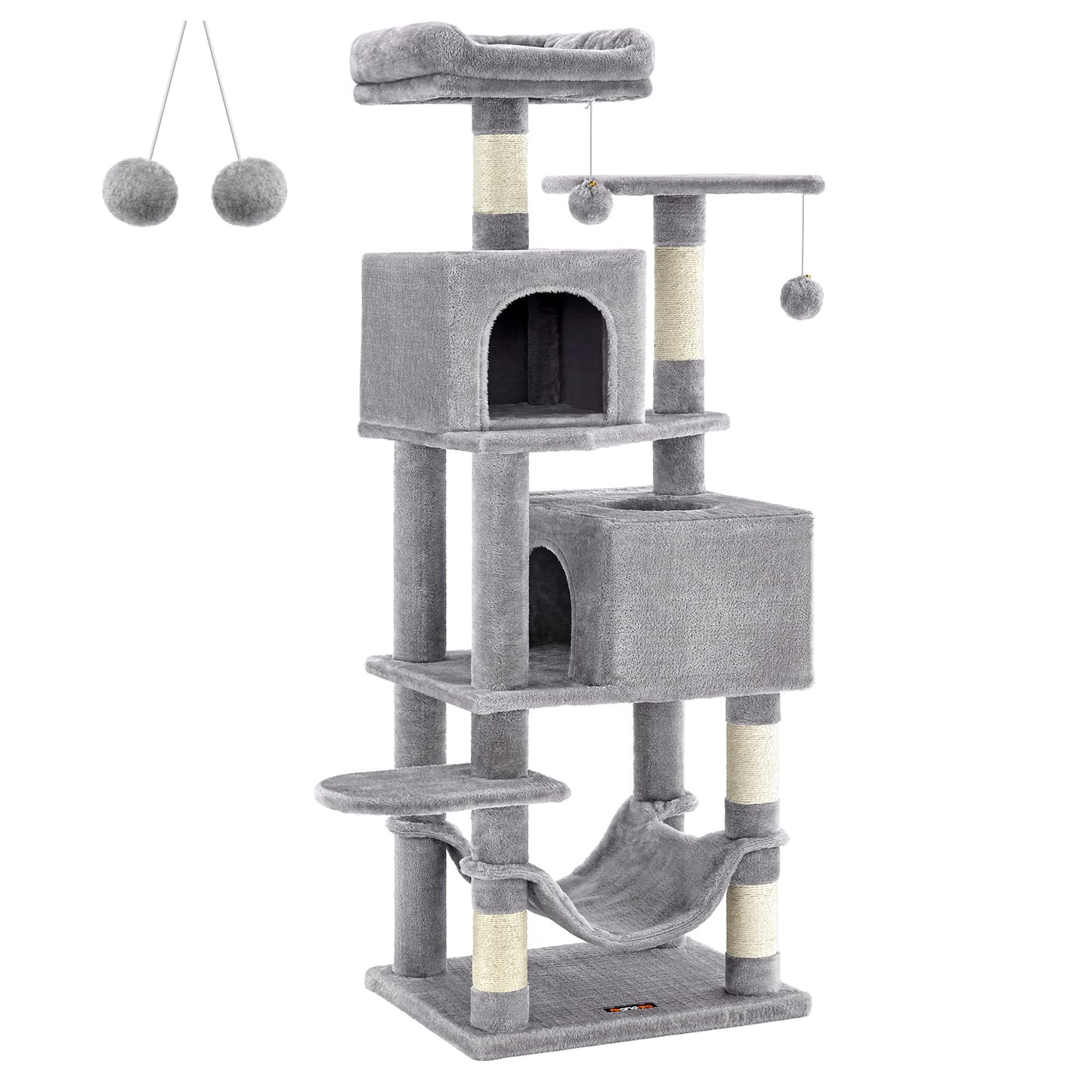 Cat Tree, 61-Inch Cat Tower for Indoor Cats, Plush Multi-Level Cat Condo