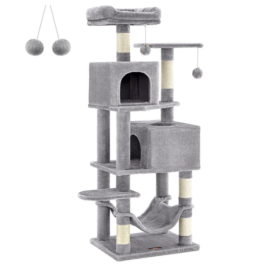 Cat Tree, 61-Inch Cat Tower for Indoor Cats, Plush Multi-Level Cat Condo