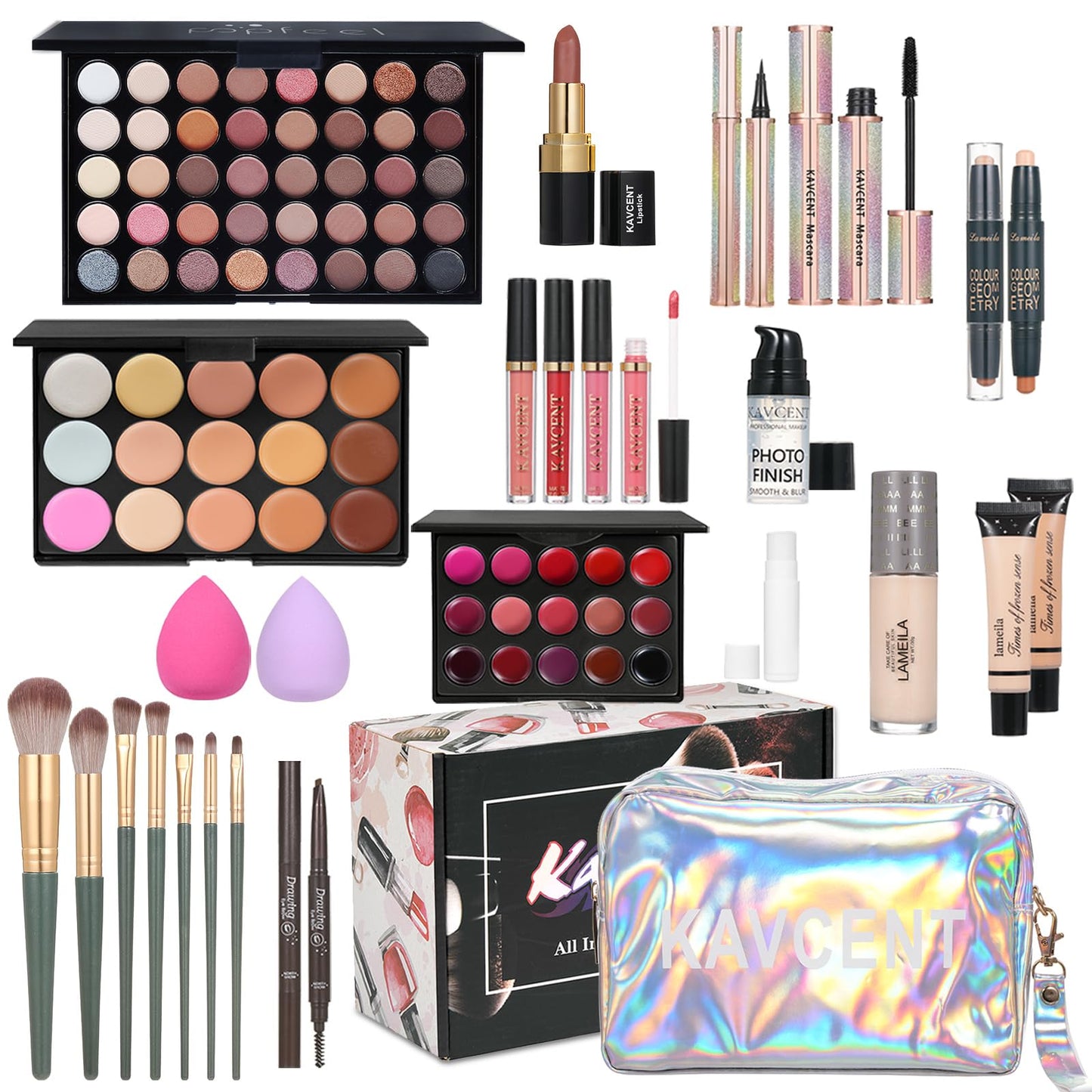 Makeup Kit for Women Full Kit Teens Makeup Set Eyeshadow Palette, Lip Gloss, Lipstick, Makeup Brush, Foundation, Concealer Mascara Powder Puff Makeup Bag Makeup Set for Women Girls Teens Gift
