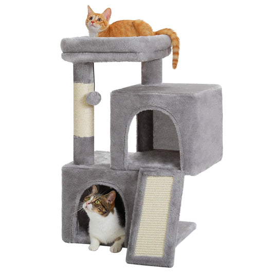 Cat Tree, 30 Inches Cat Tower with Dual Condos for Indoor Cats, All-in-One Cat House