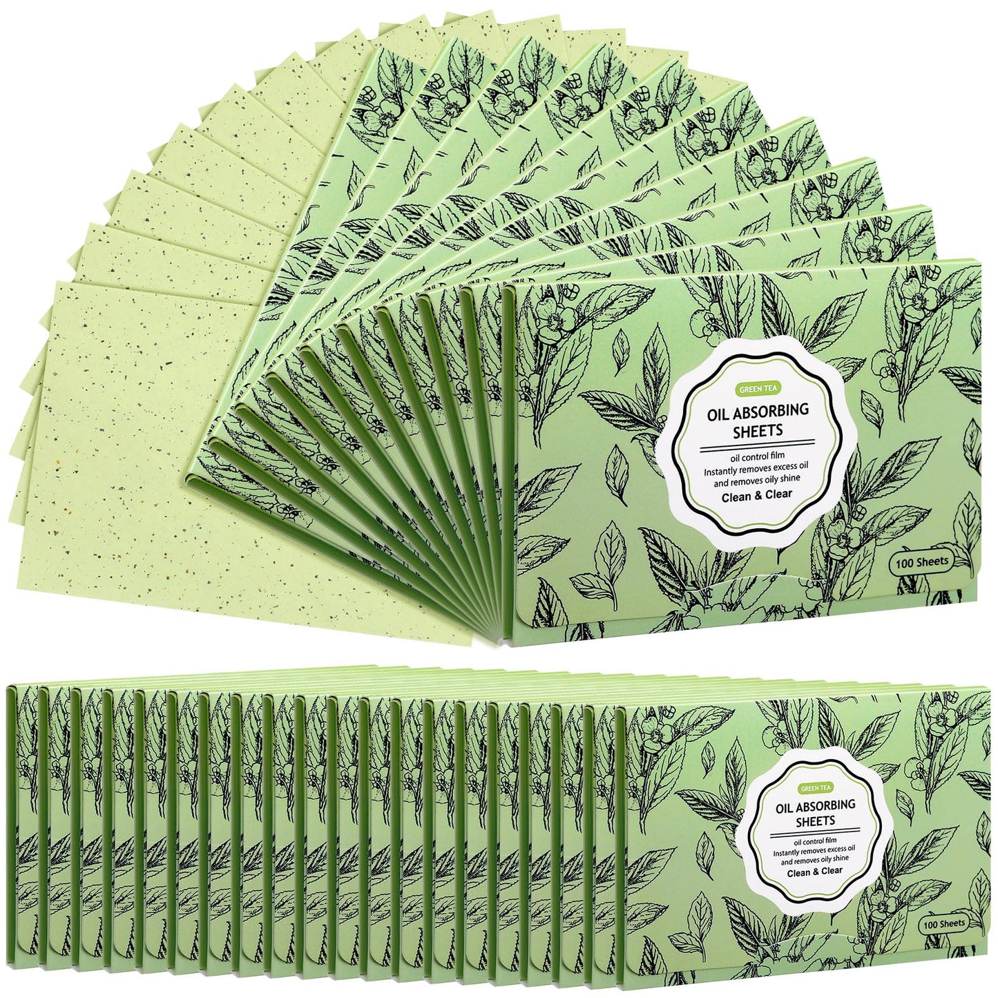 Noveread 5000 Counts Natural Oil Absorbing Facial Blotting Papers, Oil Blotting Sheets for Face Green Tea Oil Control Film Oil Absorbing Sheets for Oily Skin Care Blotting Paper for Women Men Makeup