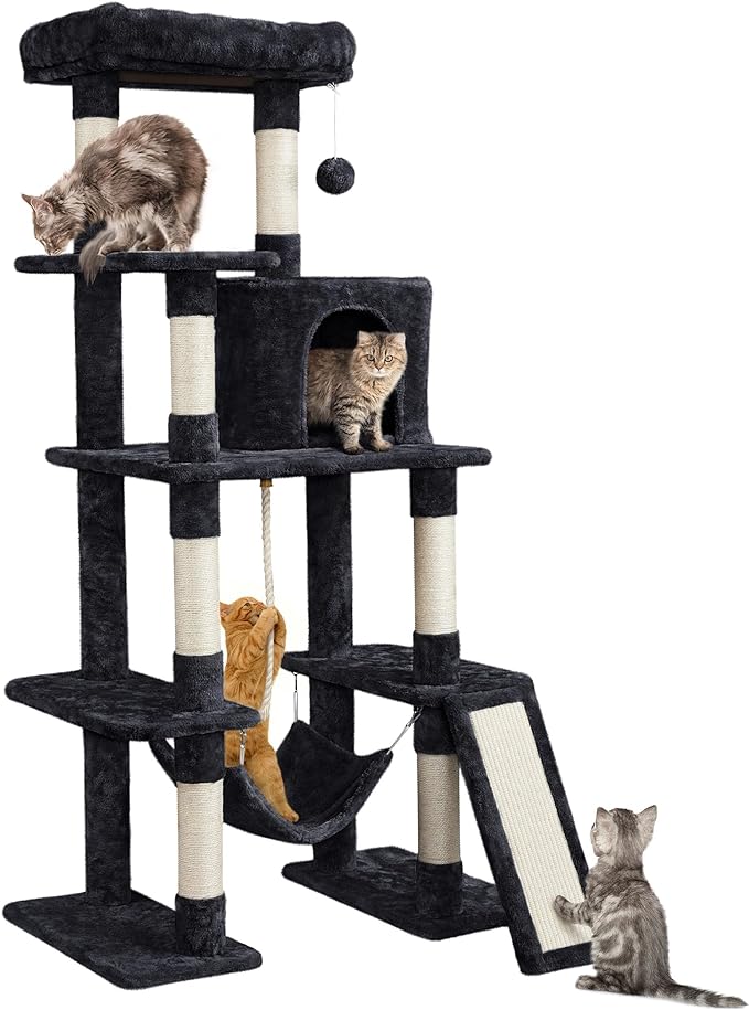 Cat Tree Cat Tower, 63 Inches Multi-Level Cat Tree for Indoor Cats, Tall Cat Tree