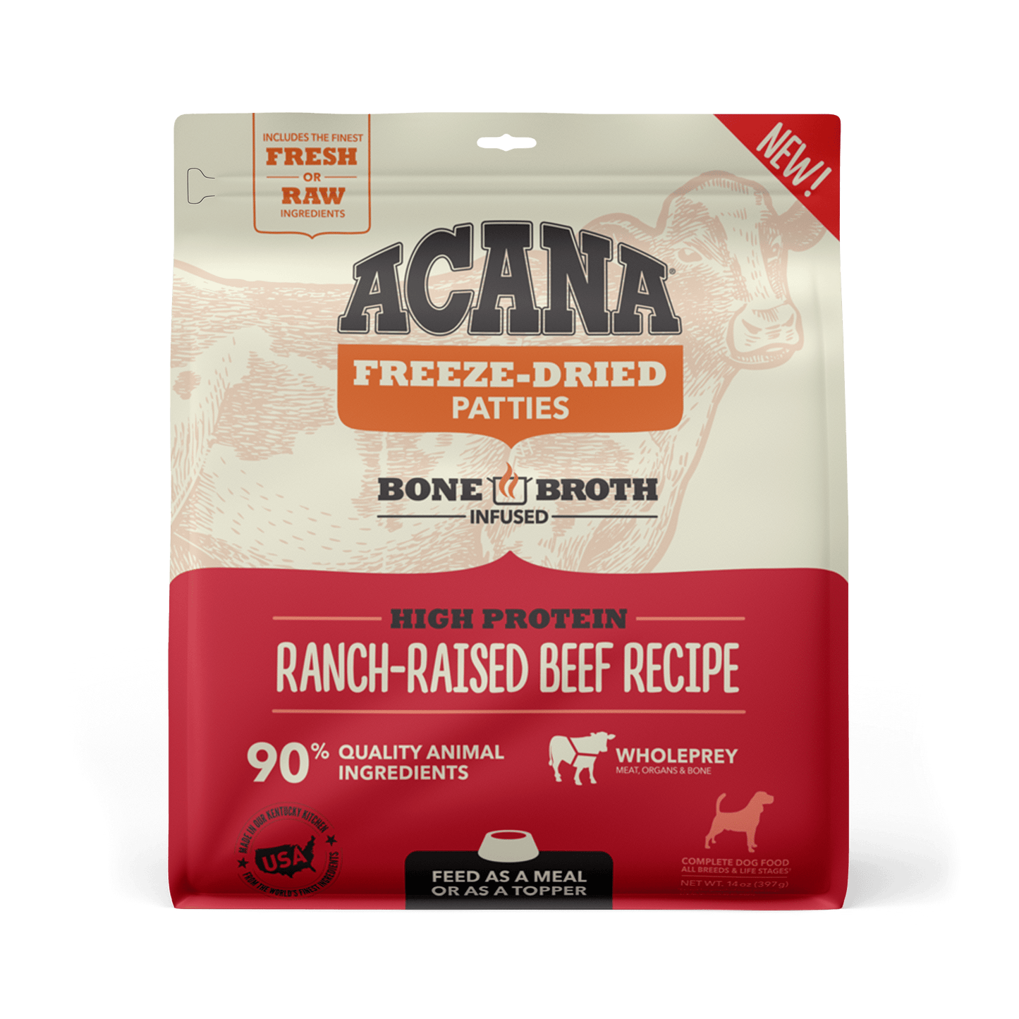Acana Freeze-Dried Food Ranch-Raised Beef Recipe Patties for Dogs